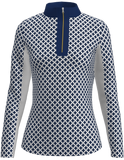 AB SPORT Women's Long Sleeve Mosaic Navy Print UV 40 Sun Shirt - LS02-MOSNW