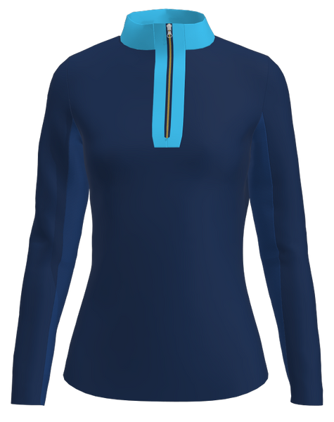 AB Sport Women's Long Sleeve Navy Sky Blue UV 40 Sun Shirt - LS02-NAVSK
